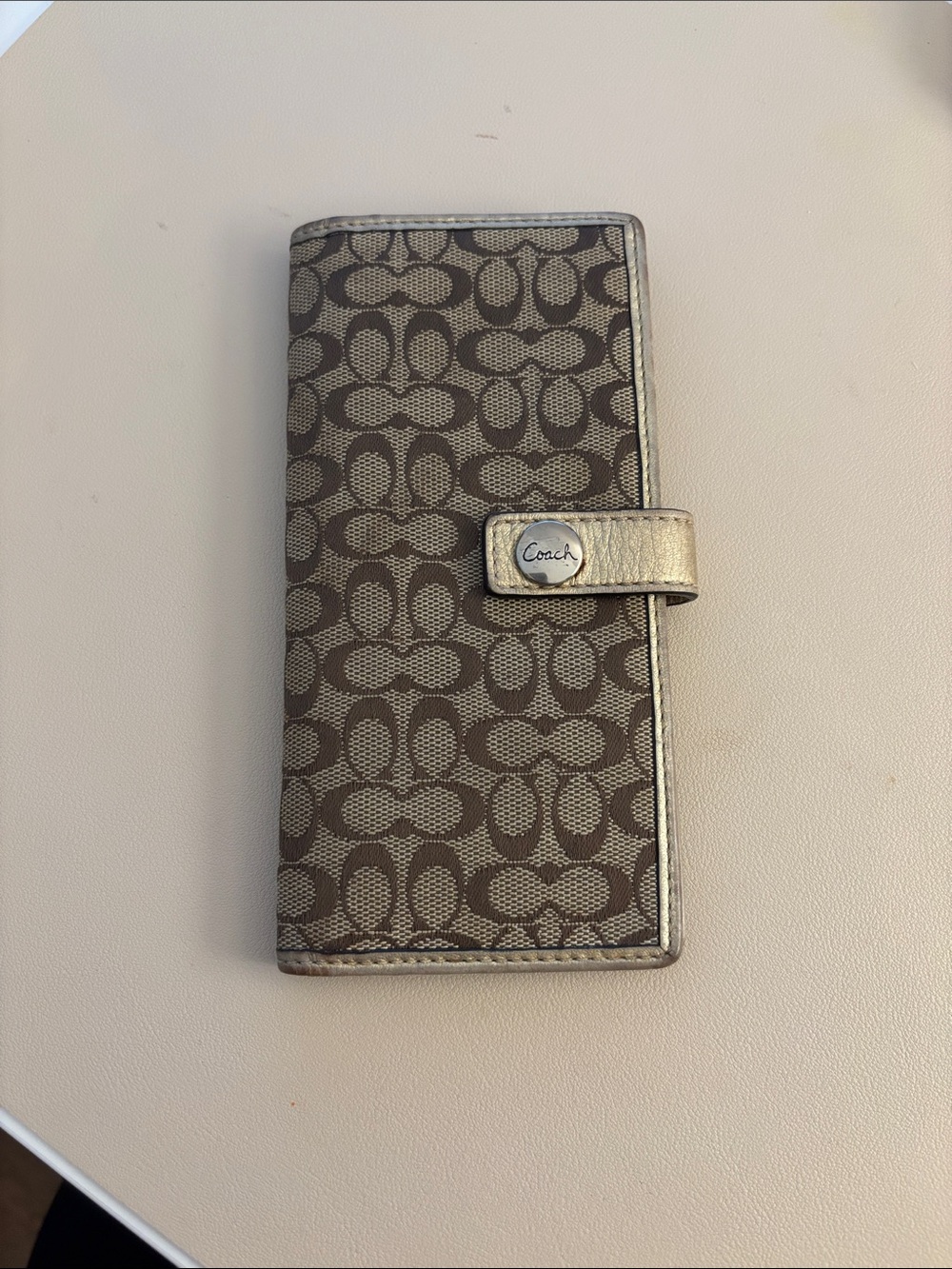 Coach Signature Canvas Brown and Gold Wallet